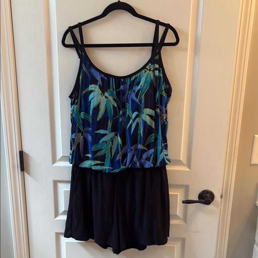 Tropical Print Plus Size One Piece  Swim Suit